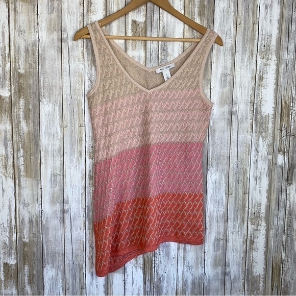 White House Black Market Tops - White House Black Market Asymmetrical Pink Sparkle Tank